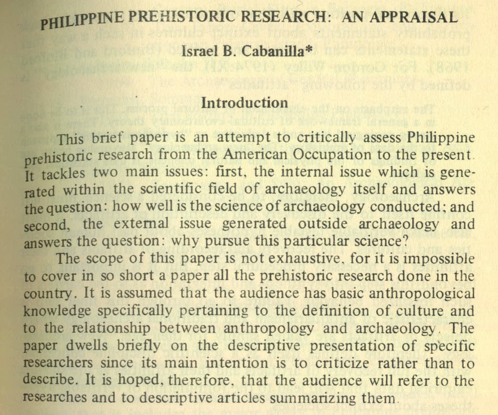 Philippine Prehistoric Research An Appraisal