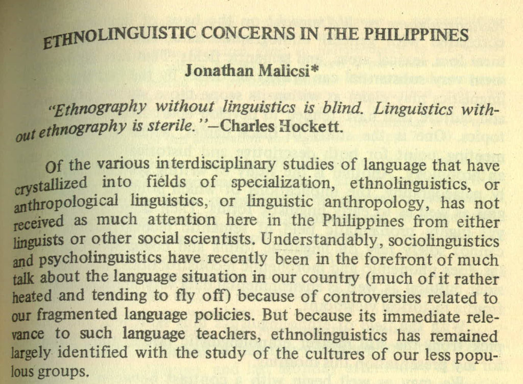 ethnolinguistic concerns in the Philippines