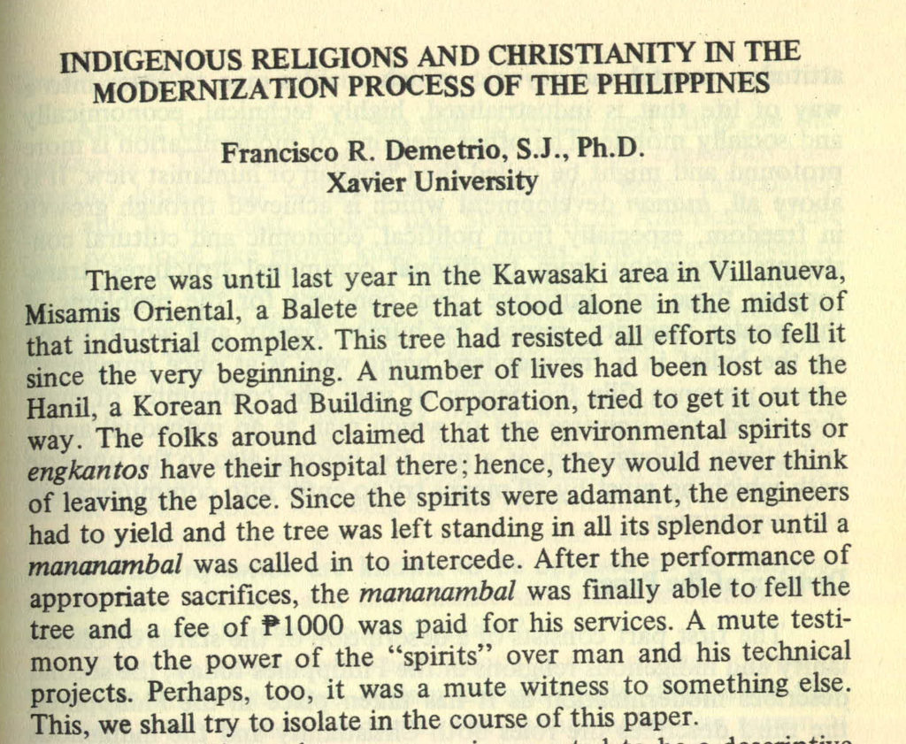 indigenous religions and christianity in the modernization process of the Philippines